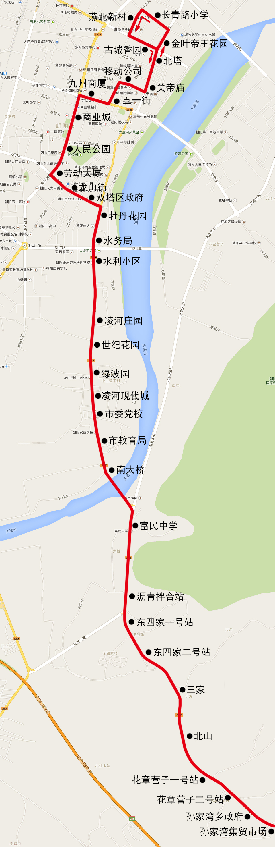 朝阳5路公交车路线
