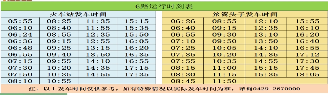 葫芦岛6路公交车路线