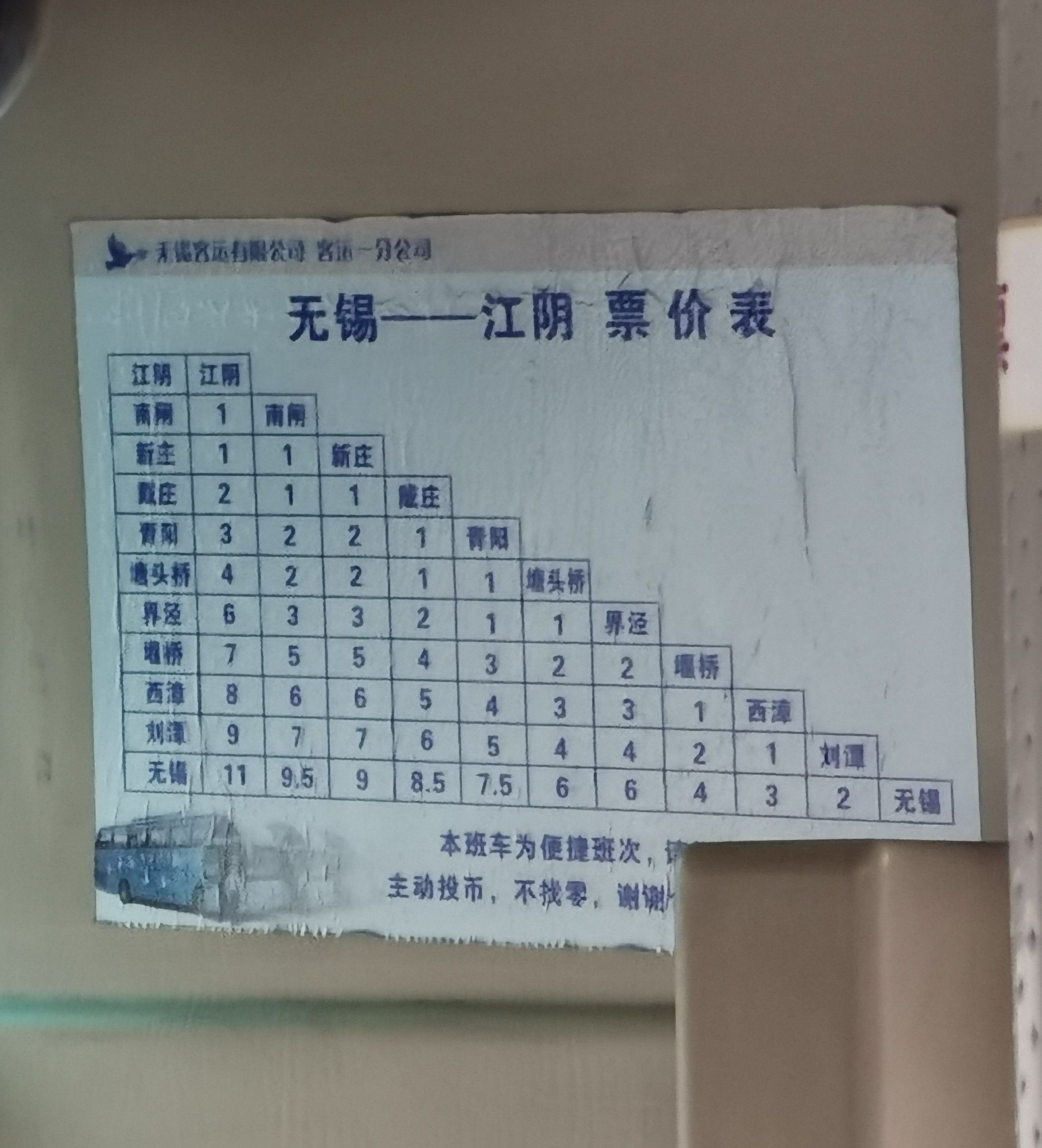 江阴江阴—无锡便捷巴士(已停运)公交车路线